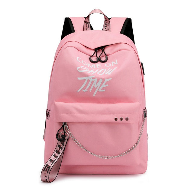 Chain Nylon Female Backpack