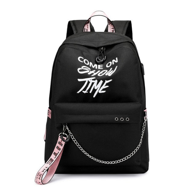 Chain Nylon Female Backpack