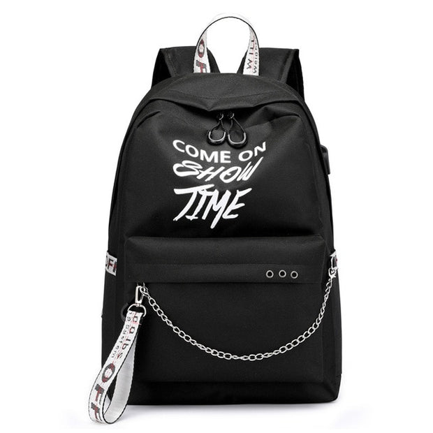 Chain Nylon Female Backpack