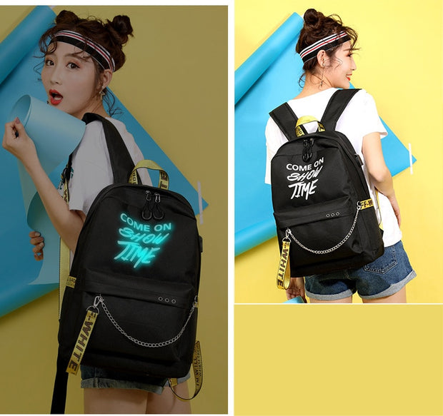 Chain Nylon Female Backpack