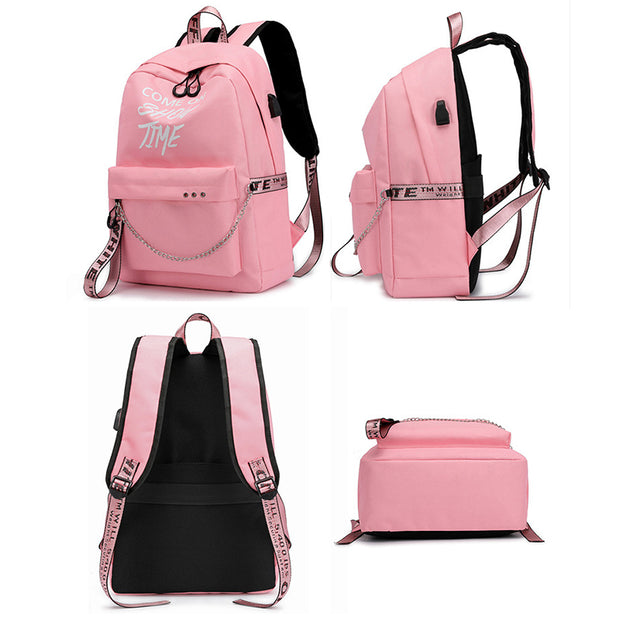 Chain Nylon Female Backpack